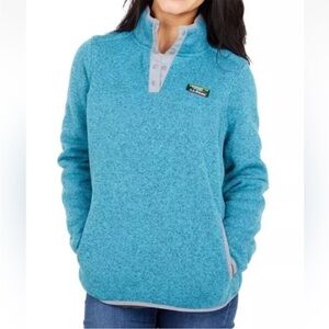 L.L. Bean Teal Quarter-Button Fleece
